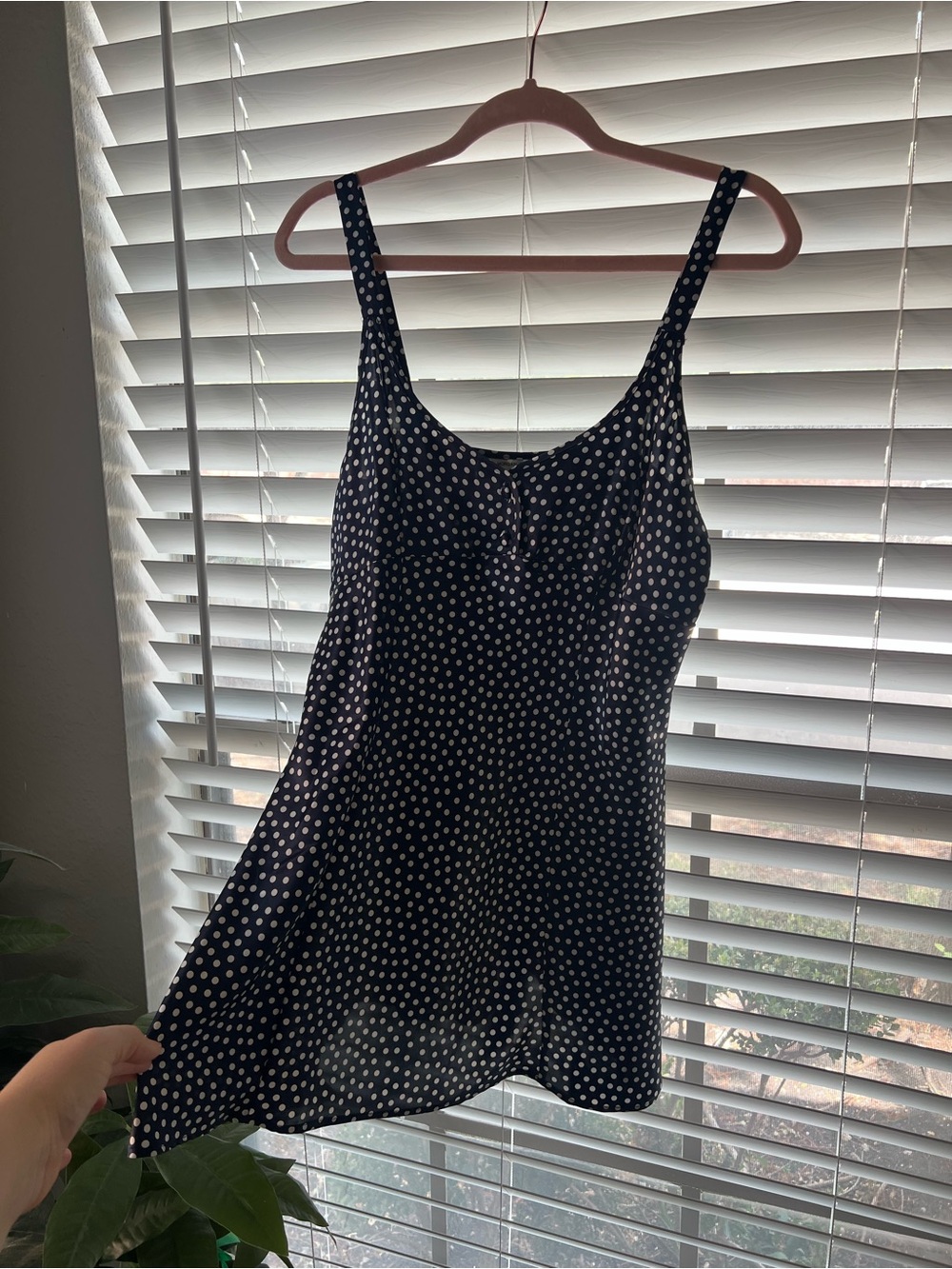 Vintage NWT Morgan Taylor navy & white Polka Dot Slip Dress Size Medium